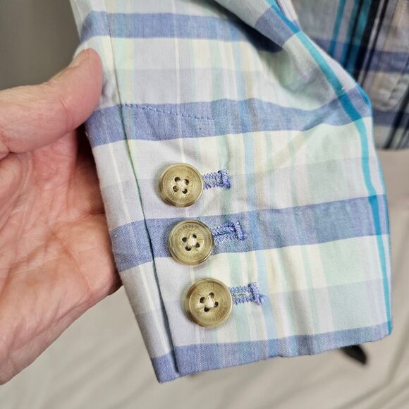 Tommy Hilfiger Blue Plaid The Tommy Blazer Jacket Size Small - Picture 4 of 14